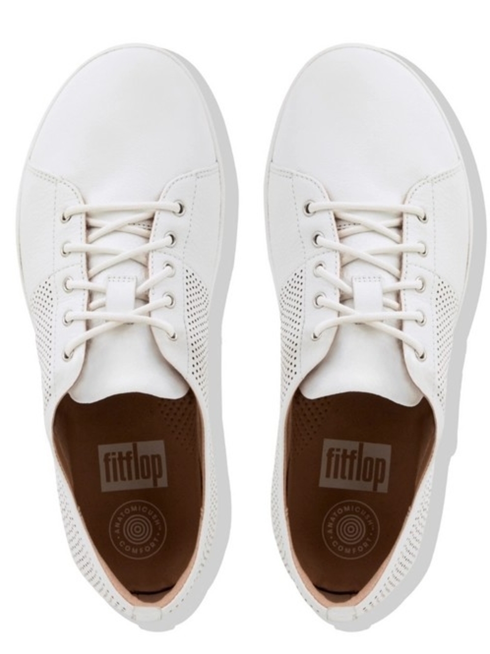 Fitflop Ladies F Sporty Scoop Cut White Perforated Leather Sneakers
